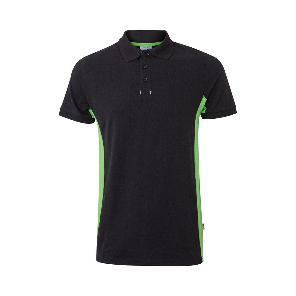 VL SUPAY. Tricou polo piqué bicolor (180g/m²), cu mânecă scurtă, din bumbac (60%) și poliester (40%) Negru Verde