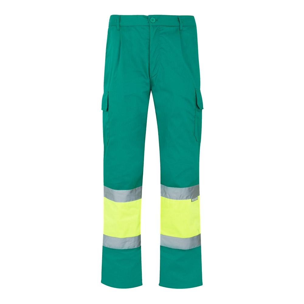 VL ATHENA. Pantaloni din twill în două tonuri (210g/m²), căptușiți, cu mai multe buzunare, din bumbac (20%) și poliester (80%) Verde Galben