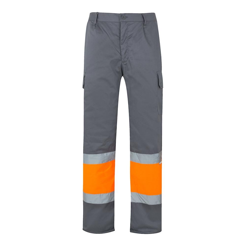 VL ATHENA. Pantaloni din twill în două tonuri (210g/m²), căptușiți, cu mai multe buzunare, din bumbac (20%) și poliester (80%) Gri Portocaliu