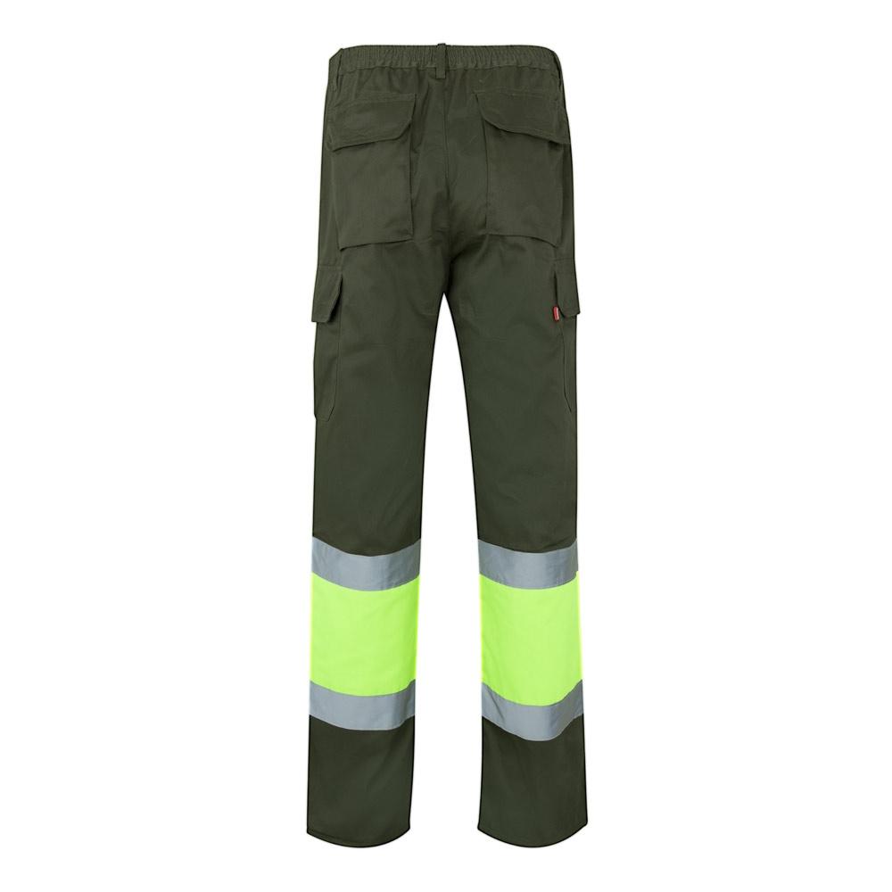 VL ATHENA. Pantaloni din twill în două tonuri (210g/m²), căptușiți, cu mai multe buzunare, din bumbac (20%) și poliester (80%) Verde armată Galben L