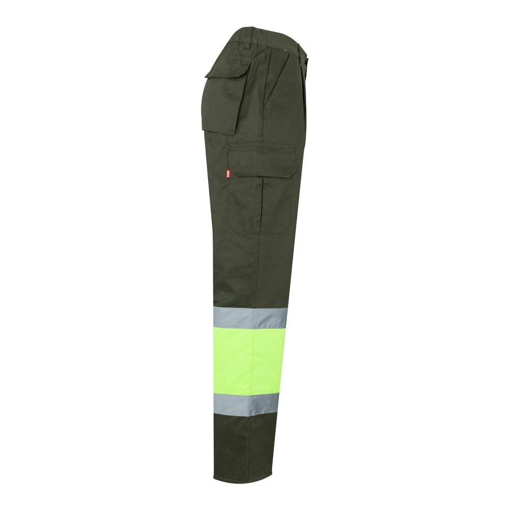 VL ATHENA. Pantaloni din twill în două tonuri (210g/m²), căptușiți, cu mai multe buzunare, din bumbac (20%) și poliester (80%) Verde armată Galben L