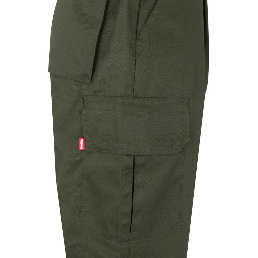 VL ATHENA. Pantaloni din twill în două tonuri (210g/m²), căptușiți, cu mai multe buzunare, din bumbac (20%) și poliester (80%) Verde armată Galben L