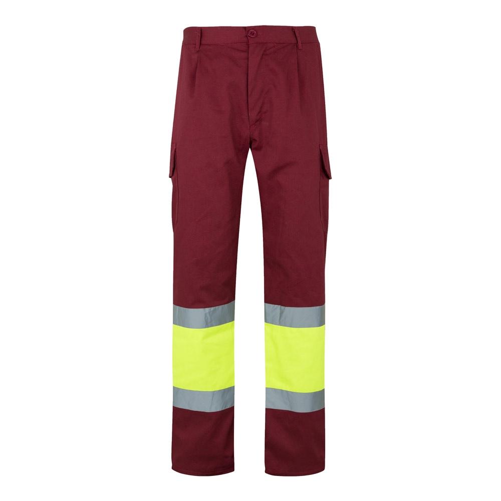 VL ATHENA. Pantaloni din twill în două tonuri (210g/m²), căptușiți, cu mai multe buzunare, din bumbac (20%) și poliester (80%) Burgundia Galben S