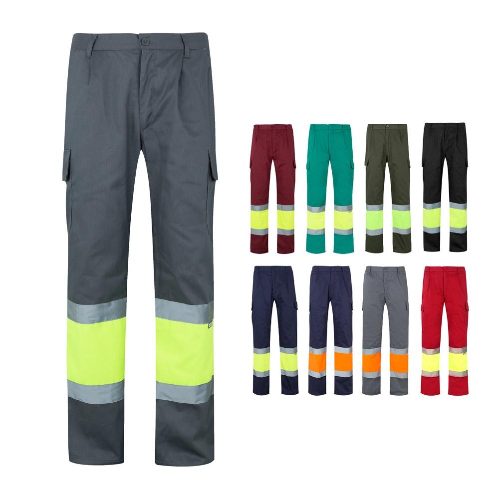 VL ATHENA. Pantaloni din twill în două tonuri (210g/m²), căptușiți, cu mai multe buzunare, din bumbac (20%) și poliester (80%) Negru Galben L