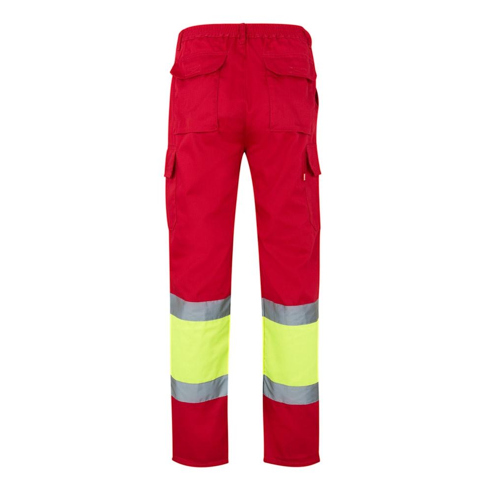 VL POSEIDON. Pantaloni din twill bicolor cu buzunare multiple (210 g/m²), din bumbac (20%) și poliester (80%) Roșu Galben M