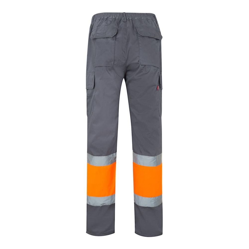 VL POSEIDON. Pantaloni din twill bicolor cu buzunare multiple (210 g/m²), din bumbac (20%) și poliester (80%) Gri Portocaliu XXL