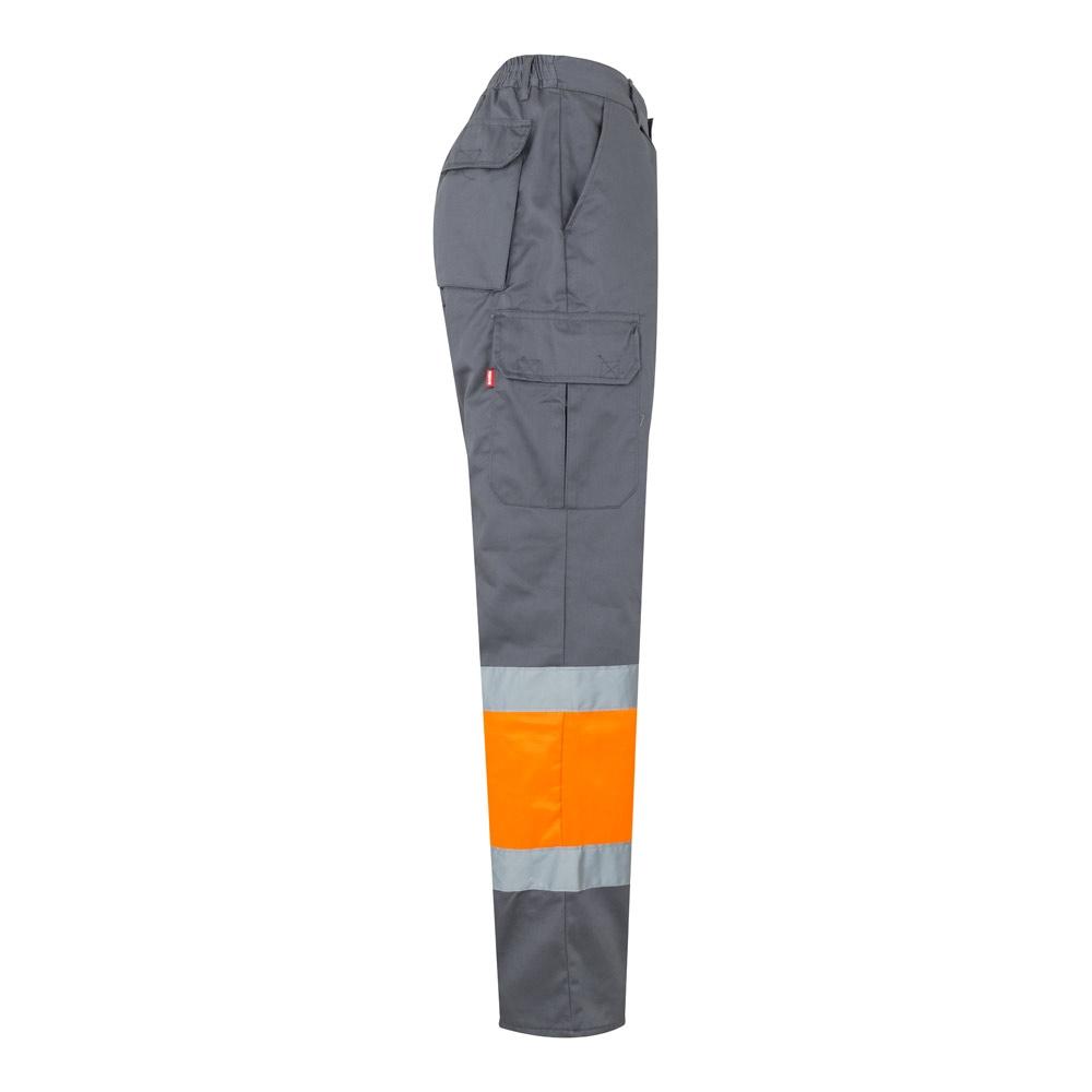 VL POSEIDON. Pantaloni din twill bicolor cu buzunare multiple (210 g/m²), din bumbac (20%) și poliester (80%) Gri Portocaliu XXL