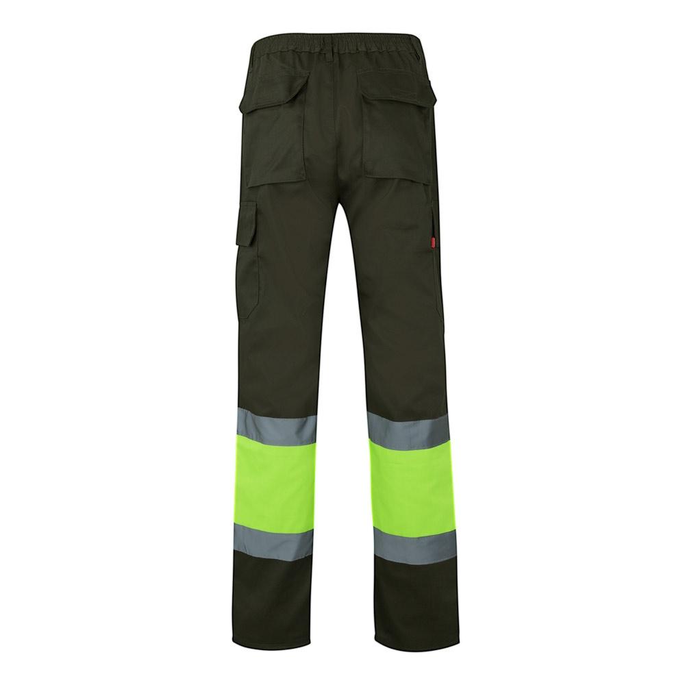 VL POSEIDON. Pantaloni din twill bicolor cu buzunare multiple (210 g/m²), din bumbac (20%) și poliester (80%) Verde armată Galben L