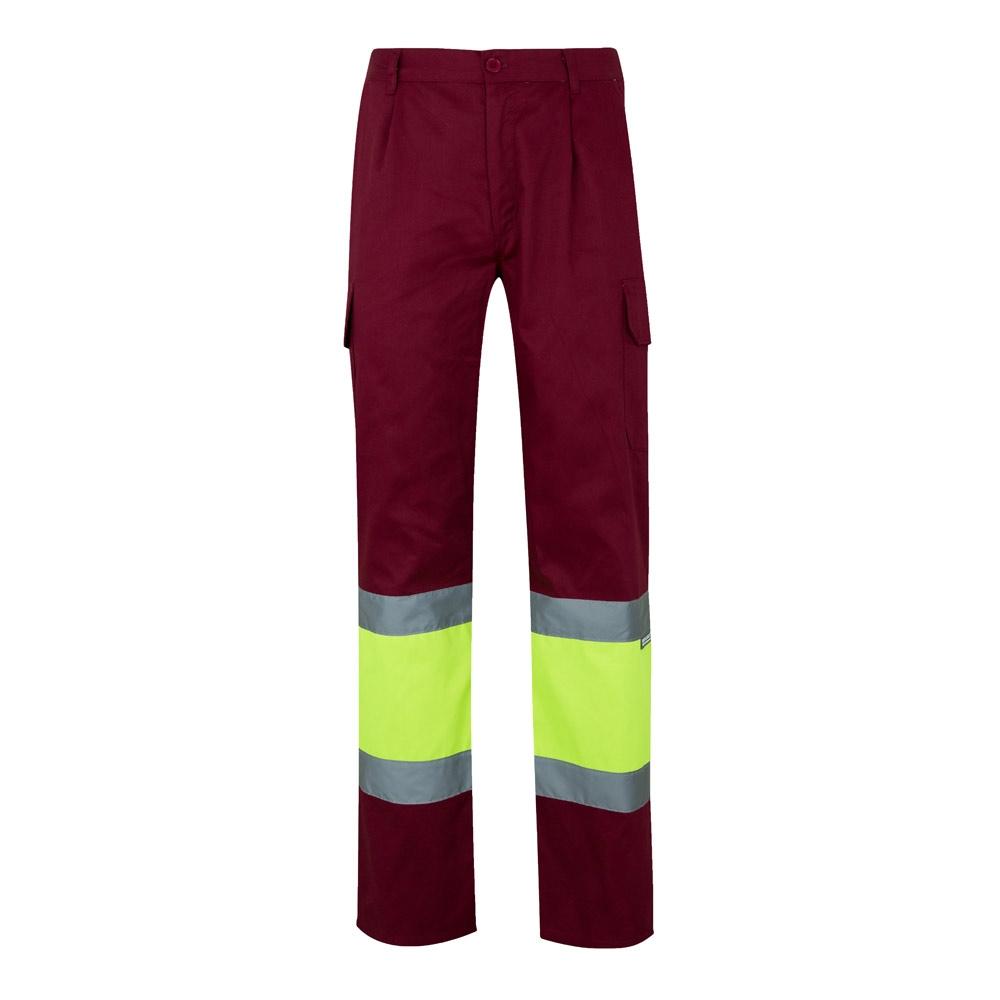 VL POSEIDON. Pantaloni din twill bicolor cu buzunare multiple (210 g/m²), din bumbac (20%) și poliester (80%) Burgundia Galben