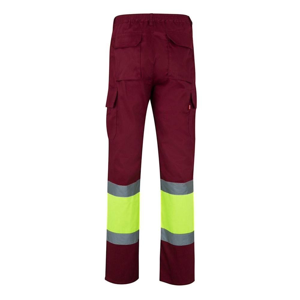 VL POSEIDON. Pantaloni din twill bicolor cu buzunare multiple (210 g/m²), din bumbac (20%) și poliester (80%) Burgundia Galben M