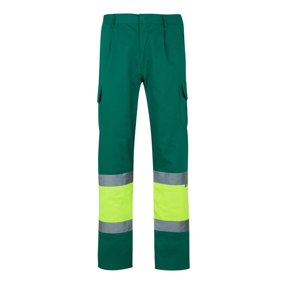 VL POSEIDON LARGE. Pantaloni din twill cu buzunare multiple în două tonuri (210g/m²), din bumbac (20%) și poliester (80%) Verde Galben