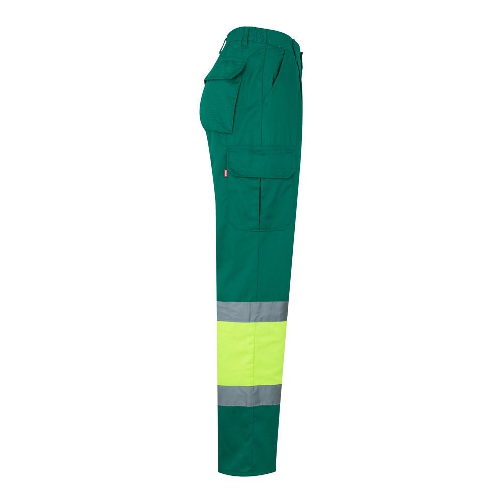VL POSEIDON LARGE. Pantaloni din twill cu buzunare multiple în două tonuri (210g/m²), din bumbac (20%) și poliester (80%) Verde Galben 5XL