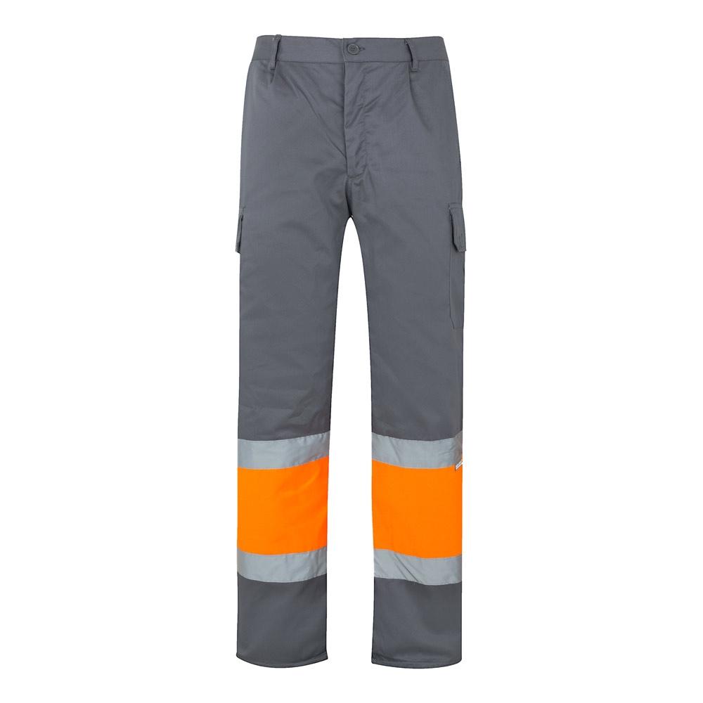 VL POSEIDON LARGE. Pantaloni din twill cu buzunare multiple în două tonuri (210g/m²), din bumbac (20%) și poliester (80%) Gri Portocaliu