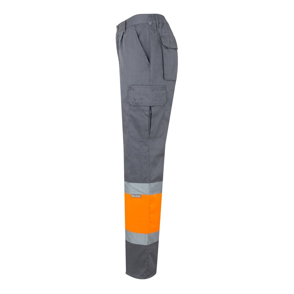 VL POSEIDON LARGE. Pantaloni din twill cu buzunare multiple în două tonuri (210g/m²), din bumbac (20%) și poliester (80%) Gri Portocaliu 5XL