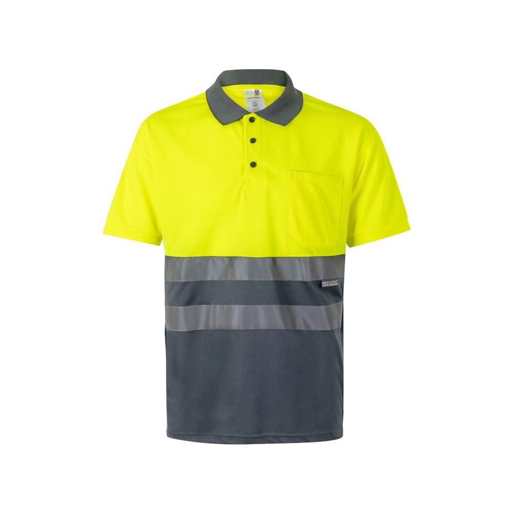 VL CUPID. Tricou polo bicolor bird-eye (160g/m²) cu mâneci scurte, din poliester (100%) Gri Galben
