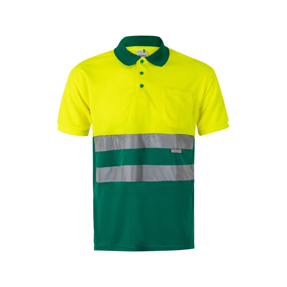 VL CUPID. Tricou polo bicolor bird-eye (160g/m²) cu mâneci scurte, din poliester (100%) Verde Galben