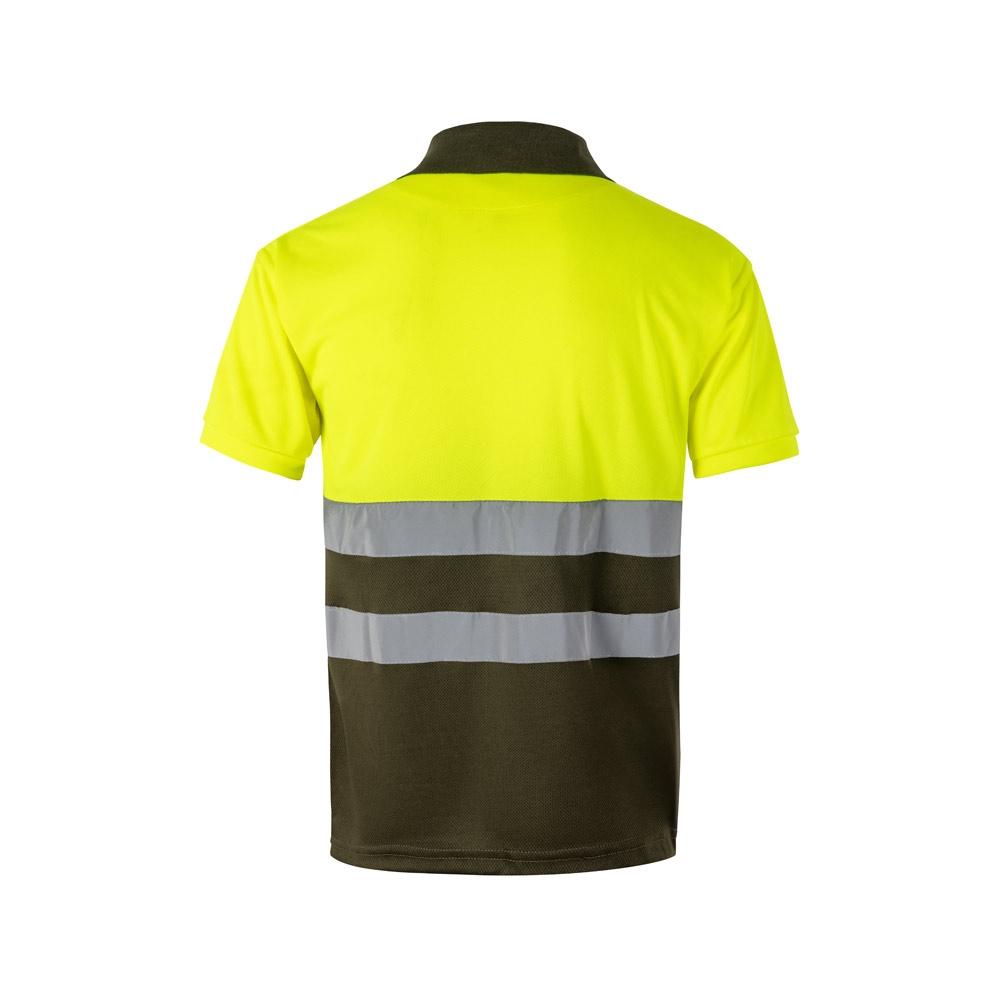 VL CUPID. Tricou polo bicolor bird-eye (160g/m²) cu mâneci scurte, din poliester (100%) Verde armată Galben S