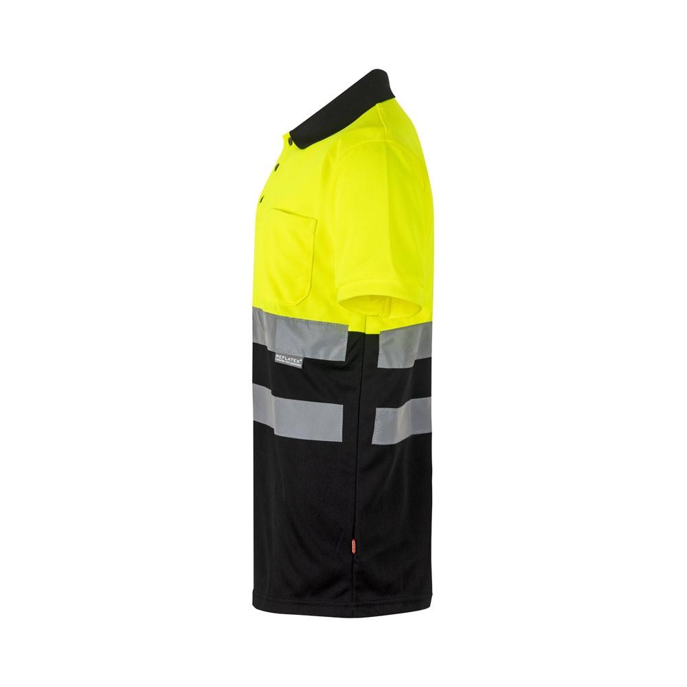 VL CUPID LARGE. Tricou polo bicolor bird-eye (160g/m²) cu mâneci scurte, din poliester (100%) Negru Galben 5XL