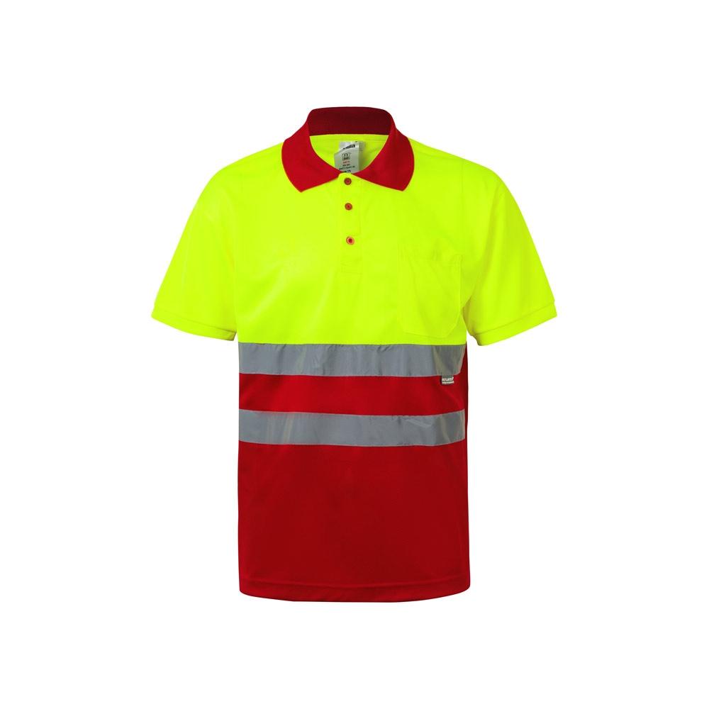 VL CUPID LARGE. Tricou polo bicolor bird-eye (160g/m²) cu mâneci scurte, din poliester (100%) Roșu Galben