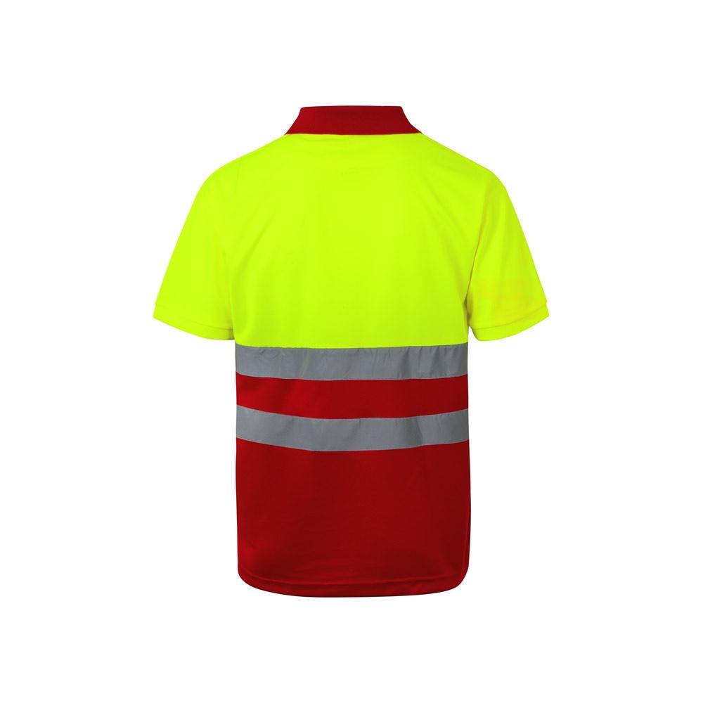 VL CUPID LARGE. Tricou polo bicolor bird-eye (160g/m²) cu mâneci scurte, din poliester (100%) Roșu Galben 5XL