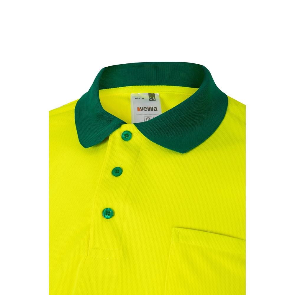 VL CUPID LARGE. Tricou polo bicolor bird-eye (160g/m²) cu mâneci scurte, din poliester (100%) Verde Galben 5XL