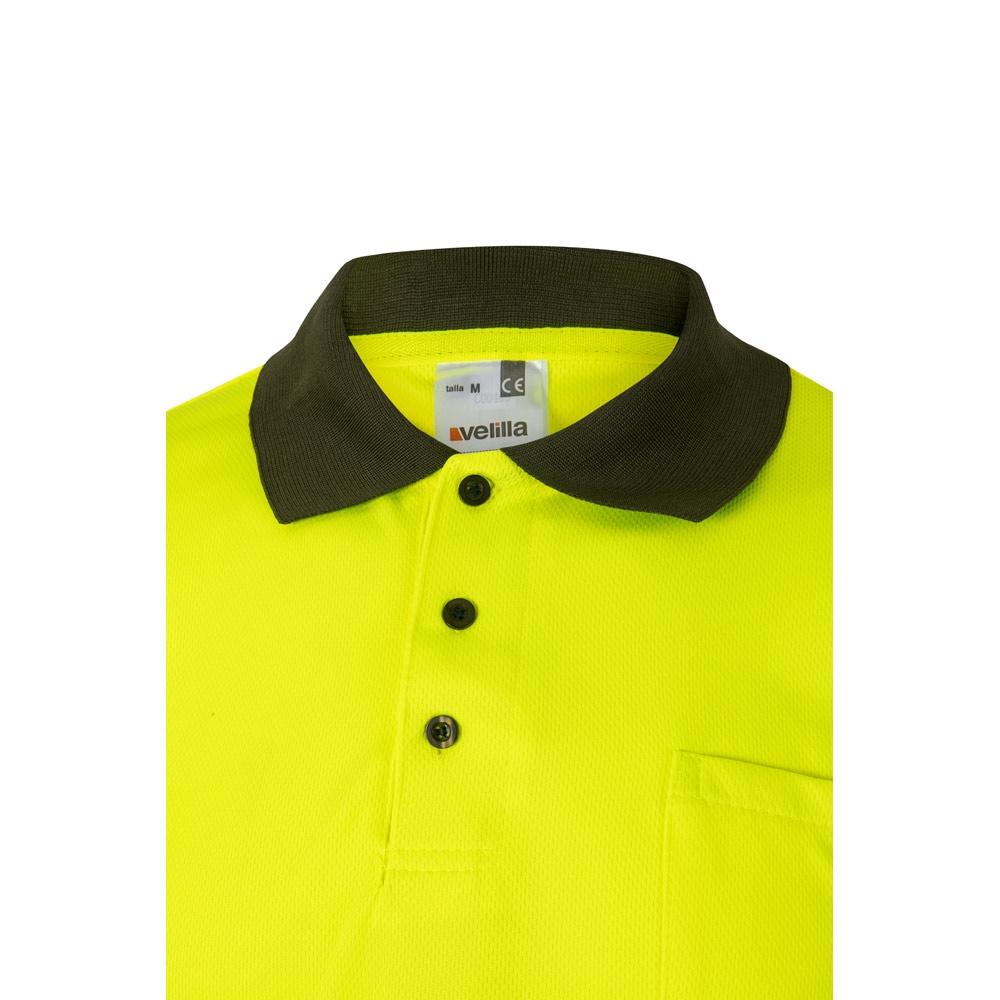VL CUPID LARGE. Tricou polo bicolor bird-eye (160g/m²) cu mâneci scurte, din poliester (100%) Verde armată Galben 5XL