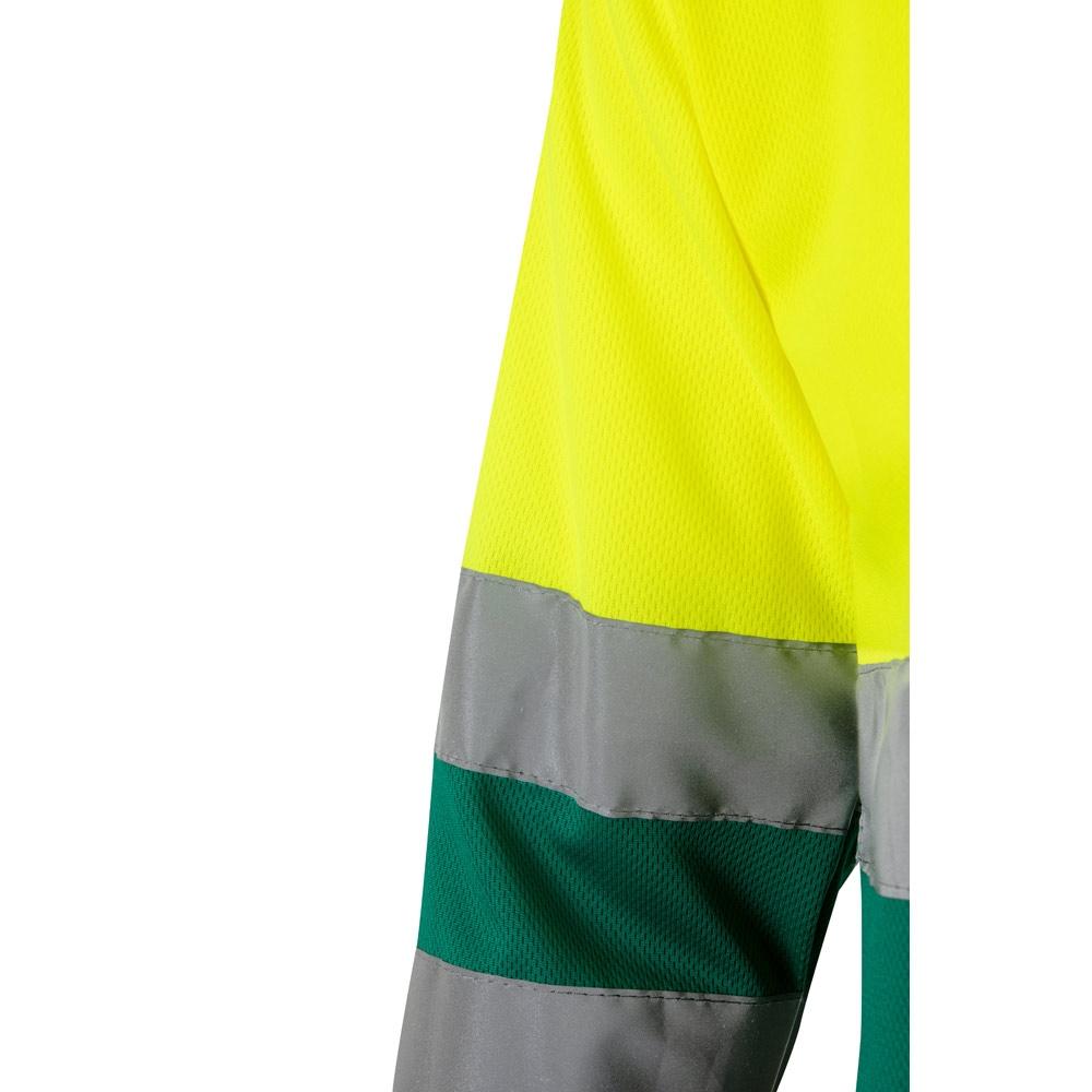 VL VULCAN. Tricou polo bicolor cu ochi de pasăre (160g/m²) cu mâneci lungi, din poliester (100%) Verde Galben M