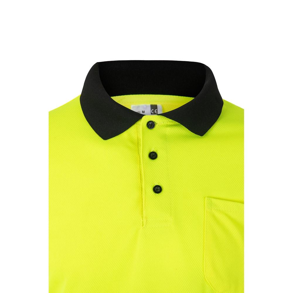 VL VULCAN LARGE. Tricou polo bicolor în formă de ochi de pasăre (160g/m²) cu mâneci lungi, din poliester (100%) Negru Galben 4XL