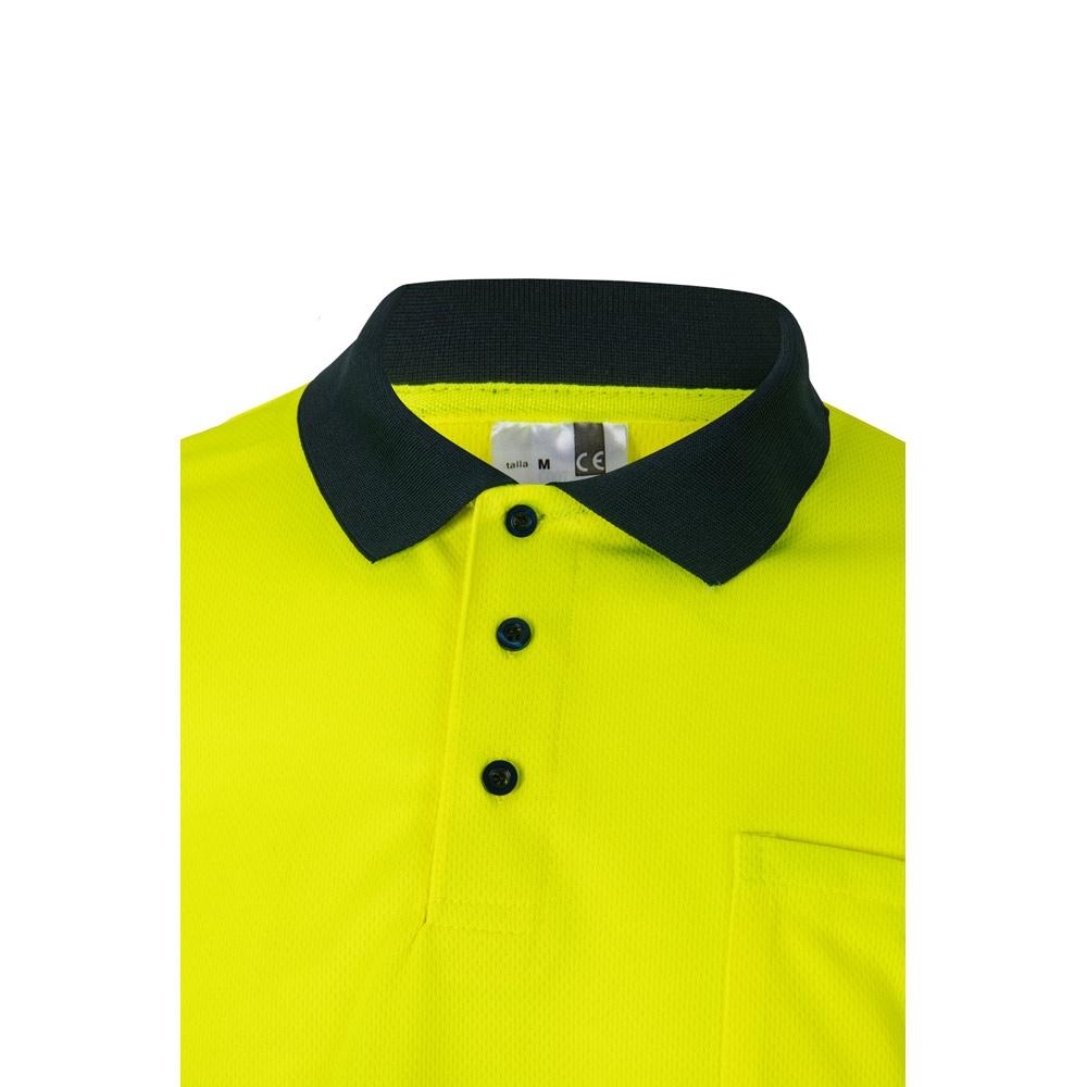 VL VULCAN LARGE. Tricou polo bicolor în formă de ochi de pasăre (160g/m²) cu mâneci lungi, din poliester (100%) Albastru Galben 4XL