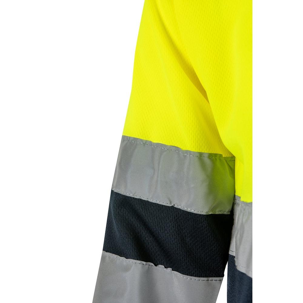 VL VULCAN LARGE. Tricou polo bicolor în formă de ochi de pasăre (160g/m²) cu mâneci lungi, din poliester (100%) Albastru Galben 4XL