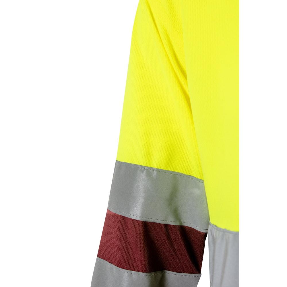 VL VULCAN LARGE. Tricou polo bicolor în formă de ochi de pasăre (160g/m²) cu mâneci lungi, din poliester (100%) Burgundia Galben 4XL