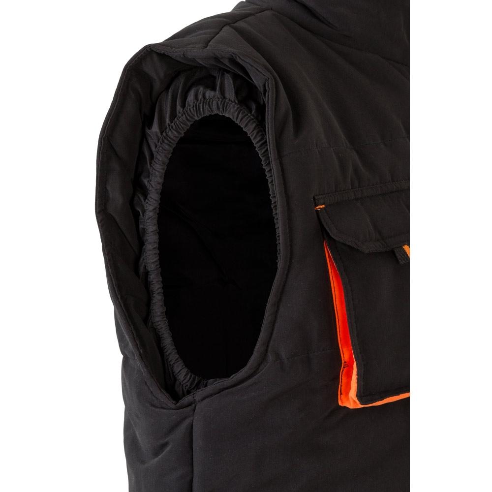 VL NERGAL. Vestă căptușită, bicoloră, cu mai multe buzunare (120g/m²), din poliester (100%) Negru Portocaliu 3XL