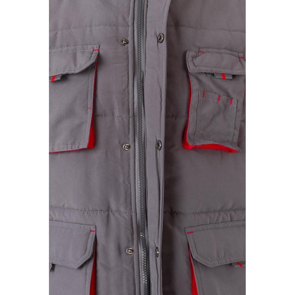 VL NERGAL. Vestă căptușită, bicoloră, cu mai multe buzunare (120g/m²), din poliester (100%) Gri Roșu XL