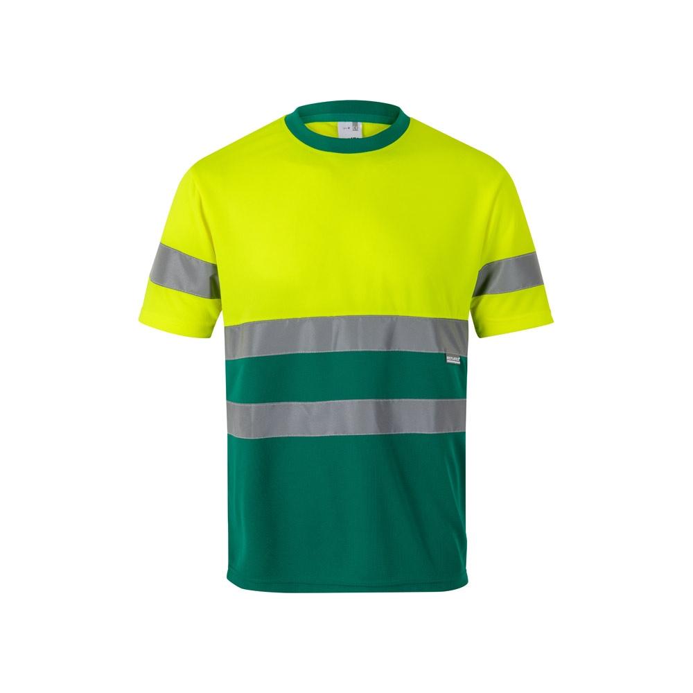 VL BRAHMA LARGE. Tricou tehnic bicolor cu ochi de pasăre (140g/m²), din poliester (100%) Verde Galben