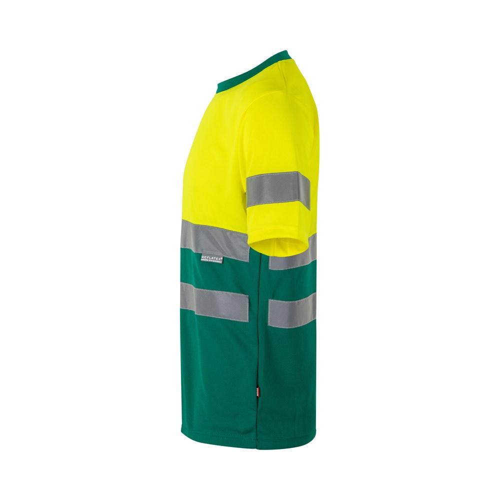VL BRAHMA LARGE. Tricou tehnic bicolor cu ochi de pasăre (140g/m²), din poliester (100%) Verde Galben 5XL