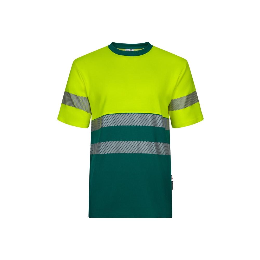 VL BASTET. Tricou piqué bicolor (150 g/m²), din bumbac (55%) și poliester (45%) Verde Galben
