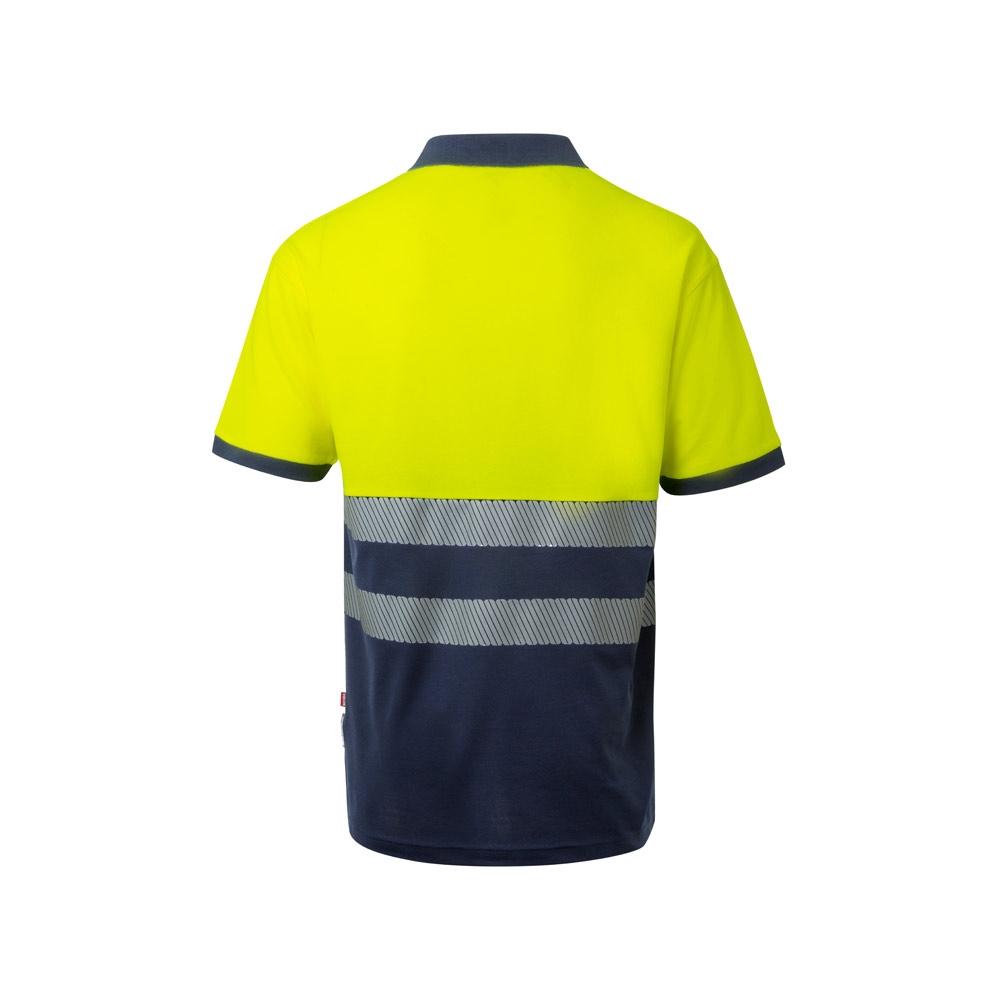 VL ACHELOUS. Tricou polo piqué bicolor (150g/m²) cu mâneci scurte, din bumbac (55%) și poliester (45%) Albastru Galben