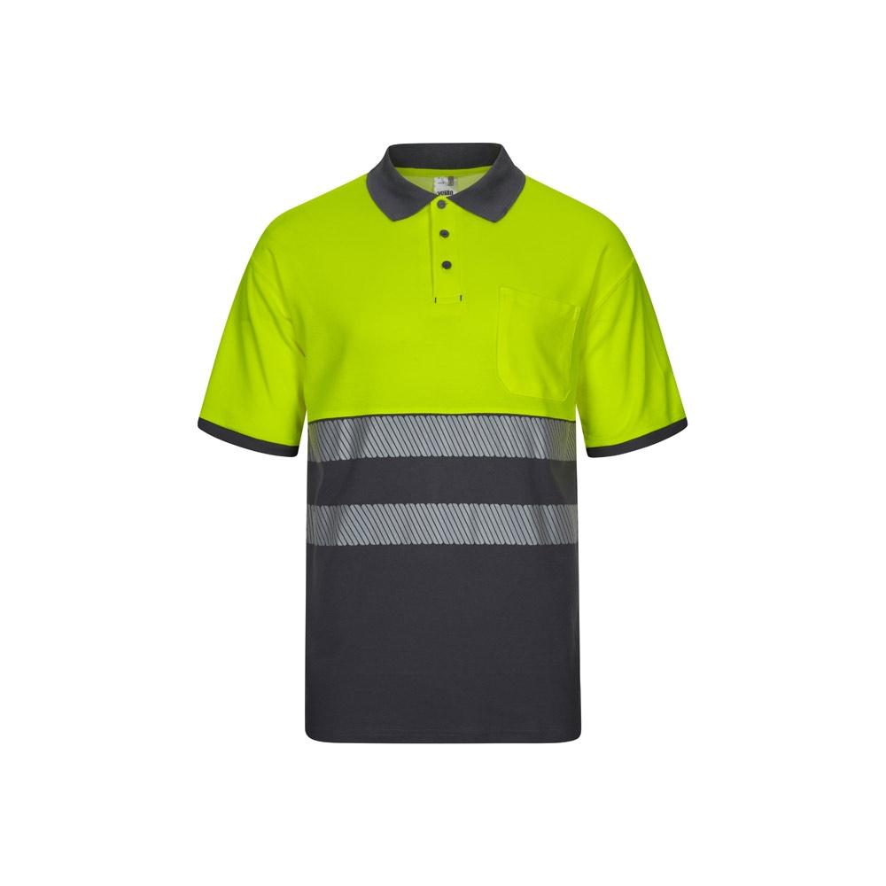 VL ACHELOUS. Tricou polo piqué bicolor (150g/m²) cu mâneci scurte, din bumbac (55%) și poliester (45%) Gri Galben