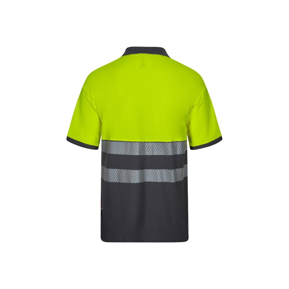 VL ACHELOUS. Tricou polo piqué bicolor (150g/m²) cu mâneci scurte, din bumbac (55%) și poliester (45%) Gri Galben L