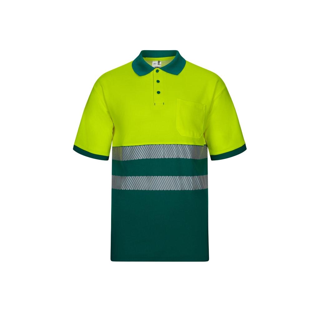 VL ACHELOUS. Tricou polo piqué bicolor (150g/m²) cu mâneci scurte, din bumbac (55%) și poliester (45%) Verde Galben