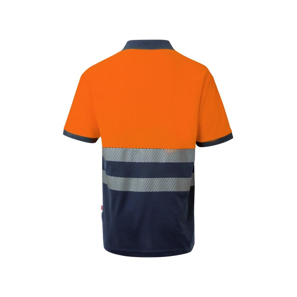 VL ACHELOUS. Tricou polo piqué bicolor (150g/m²) cu mâneci scurte, din bumbac (55%) și poliester (45%) Albastru Portocaliu XXL