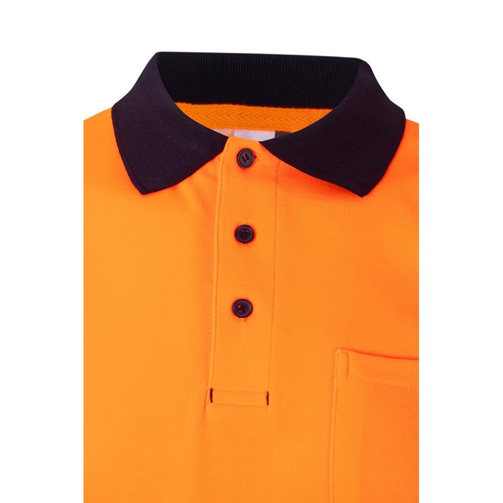 VL ACHELOUS. Tricou polo piqué bicolor (150g/m²) cu mâneci scurte, din bumbac (55%) și poliester (45%) Albastru Portocaliu XXL