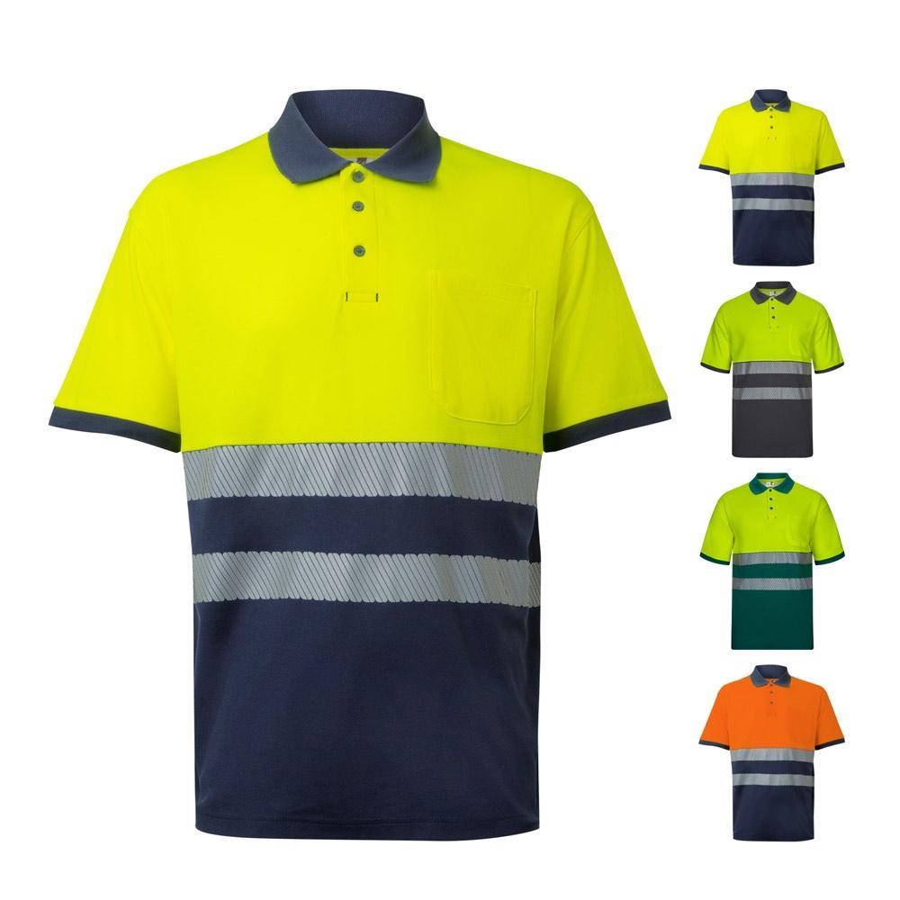 VL ACHELOUS. Tricou polo piqué bicolor (150g/m²) cu mâneci scurte, din bumbac (55%) și poliester (45%) Verde Galben M