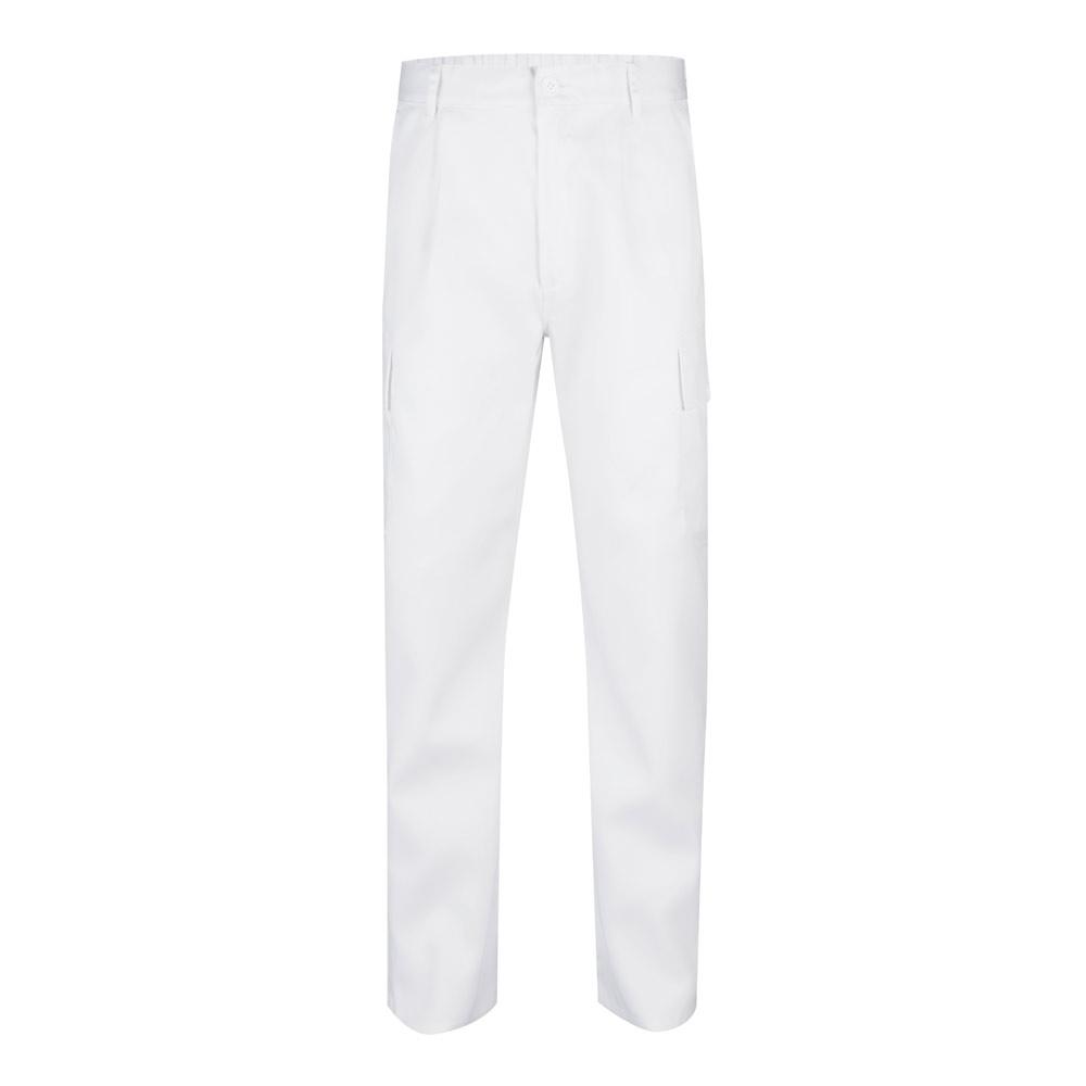 VL AINE. Pantaloni din twill cu buzunare multiple (190g/m²), din bumbac (20%) și poliester (80%) Alb