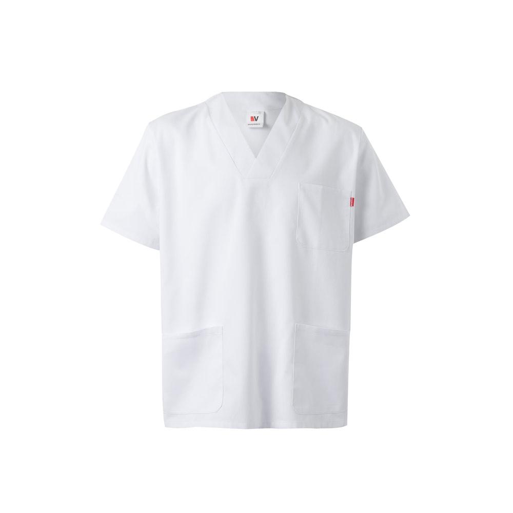 VL TLALOC. Tunică din twill (190 g/m²) cu mâneci scurte, din poliester (65%) și bumbac (35%) Alb