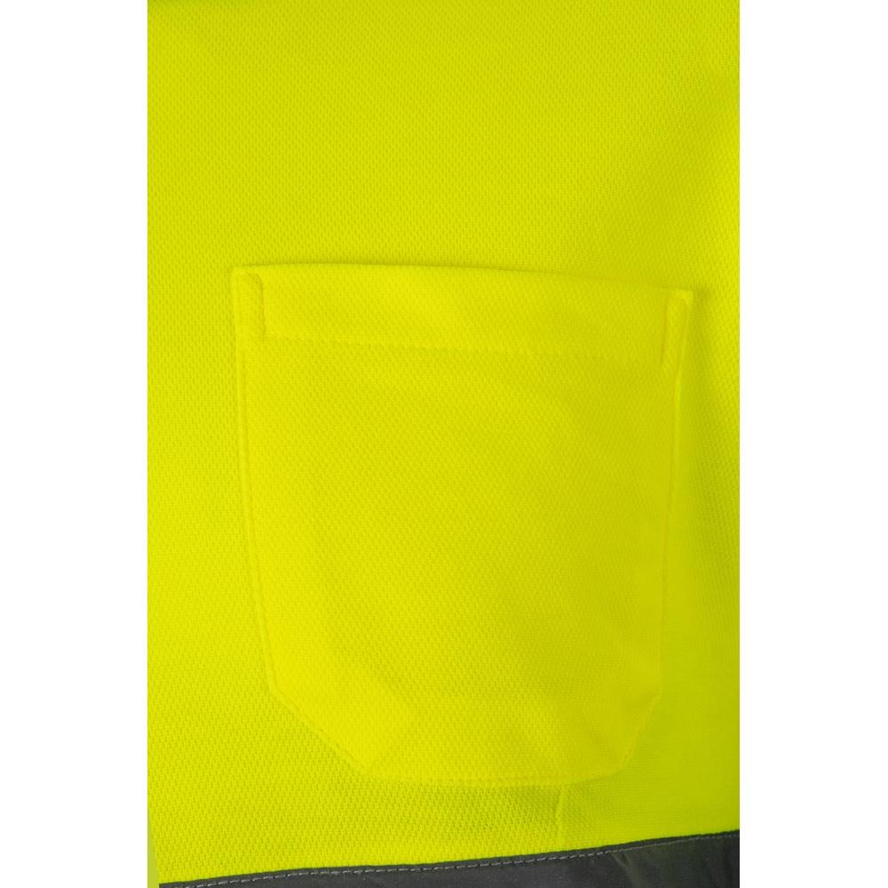 VL PLUTO. Tricou polo piqué bicolor (150g/m²) cu mâneci lungi, din bumbac (55%) și poliester (45%) Verde Galben L