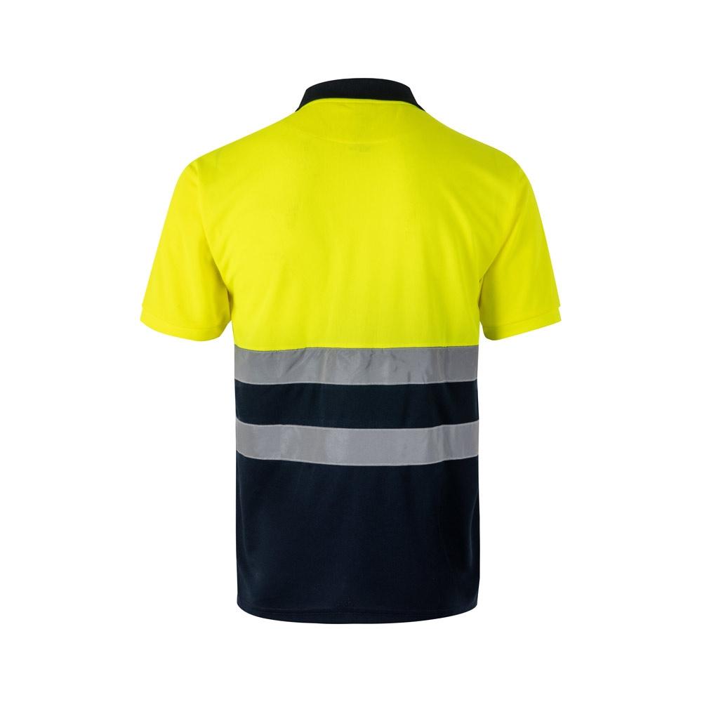 VL FORTUNA. Tricou polo Bird-eye (140g/m²) cu mâneci scurte, din poliester (100%) Albastru Galben