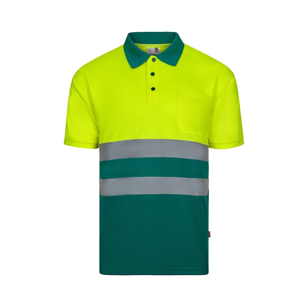 VL FORTUNA. Tricou polo Bird-eye (140g/m²) cu mâneci scurte, din poliester (100%) Verde Galben