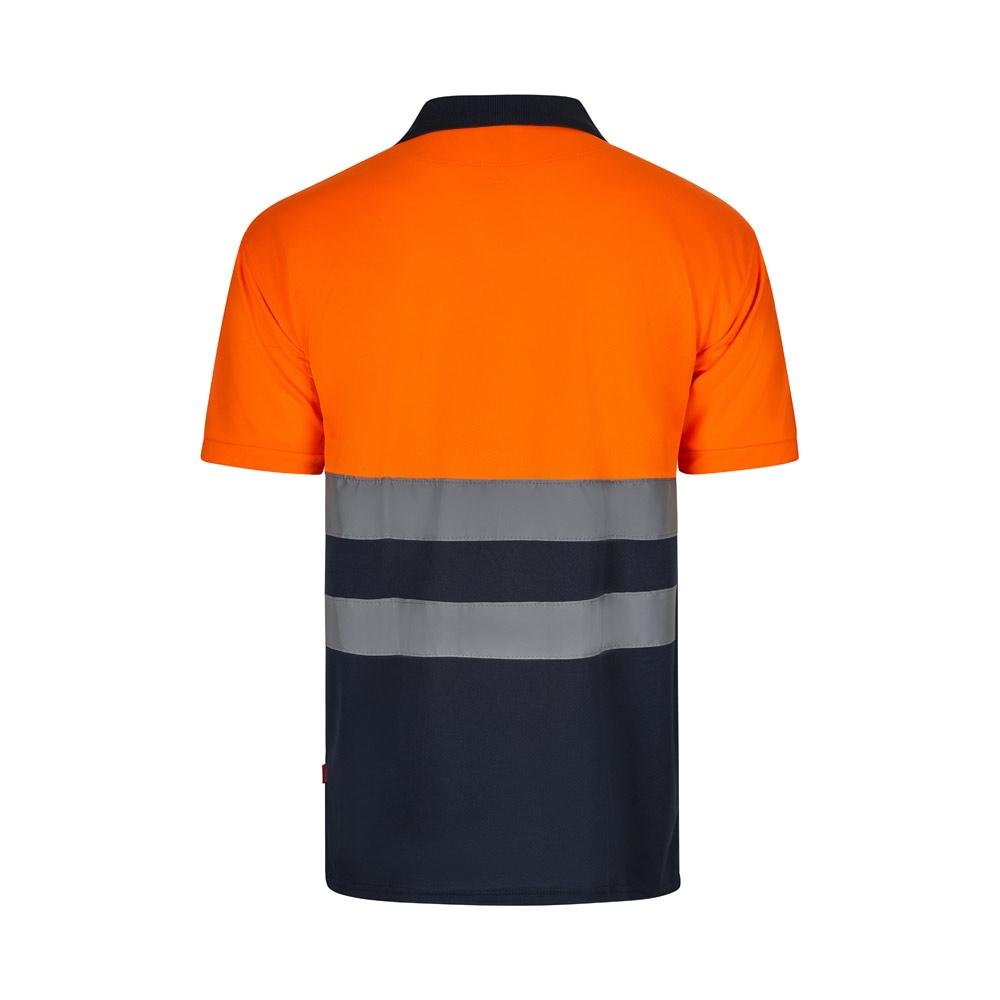VL FORTUNA. Tricou polo Bird-eye (140g/m²) cu mâneci scurte, din poliester (100%) Albastru Portocaliu L