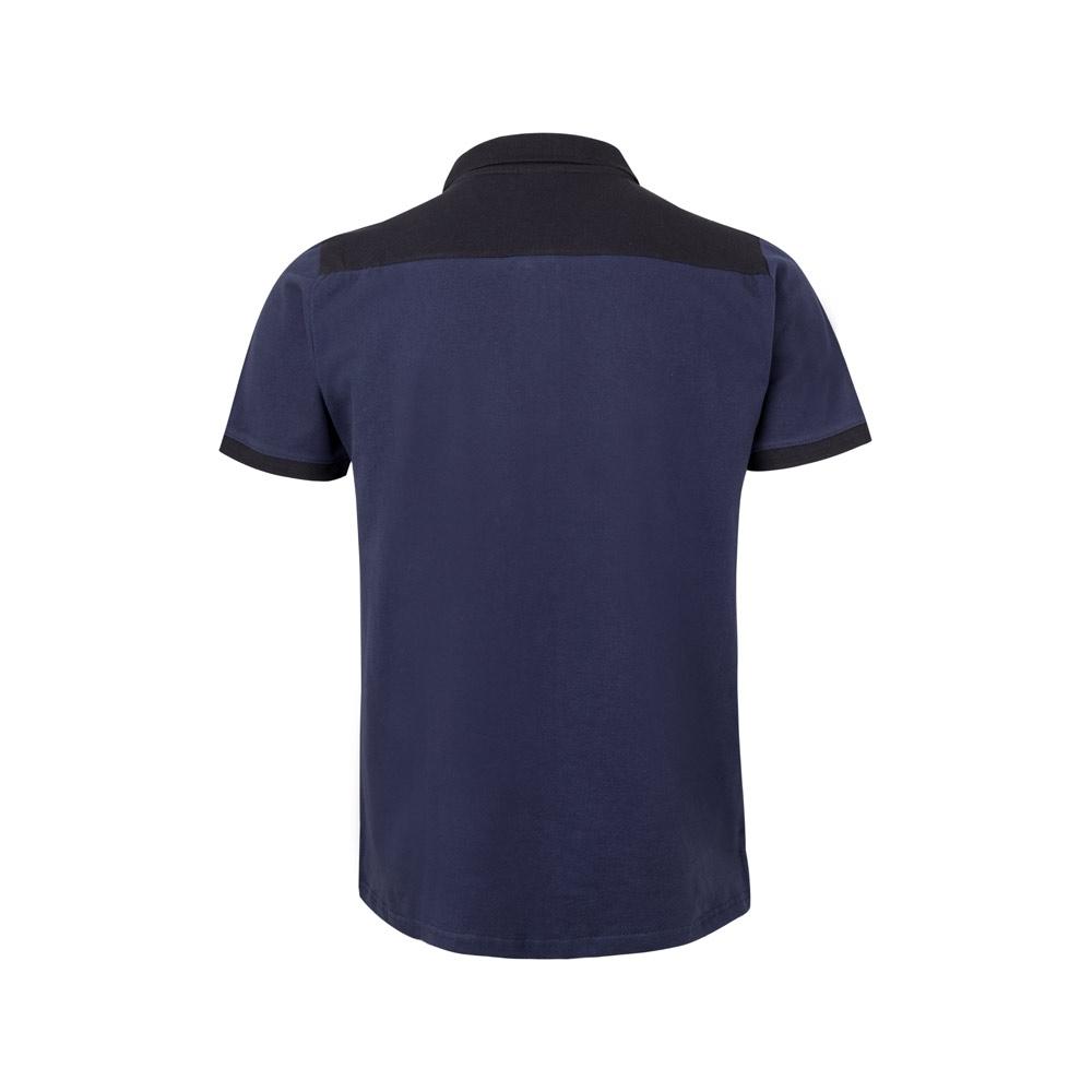 VL VELES. Tricou polo piqué stretch bicolor (200 g/m²), cu mâneci scurte, din poliester (96%) și elastan (4%) Albastru